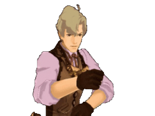 gif of herlock sholmes from great ace attorney punching at the screen